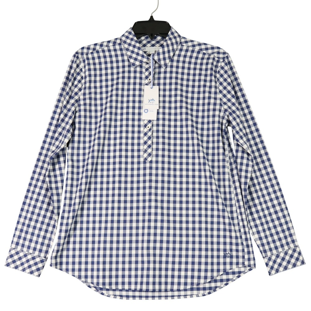 Southern‎ Tide Hadley Gameday Gingham Performance Shirt Womens S UV Protection